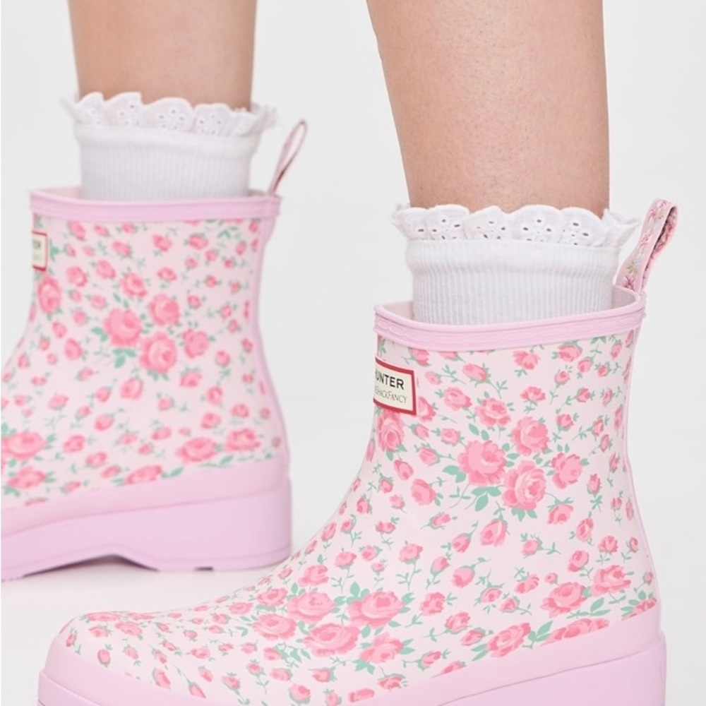 Love Shack Fancy x Hunter Pink Floral Rain Boots